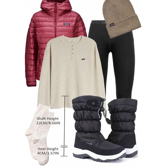 Women's Waterproof Winter Snow Boots Warm Faux Fur Lined Anti-Slip Cold Weather - Picture 6 of 6